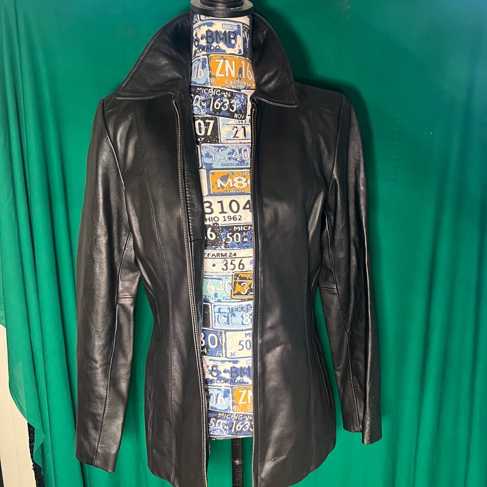 Colebrook Essentials Bikercore Genuine Leather Jacket - Small, Black - Picture 4 of 9
